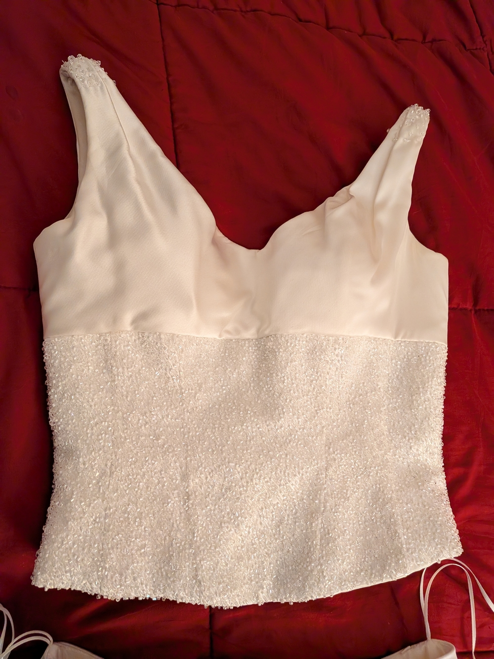 2 Piece Wedding Dress Maggie Sottero Ivory Beaded Bustier With Satin Skirt.